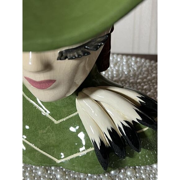 ERMYN TRUDE SIGNED BETTY LOU NICHOLS LADY HEAD VASE EYELASHES VINTAGE, Large - Picture 8 of 10